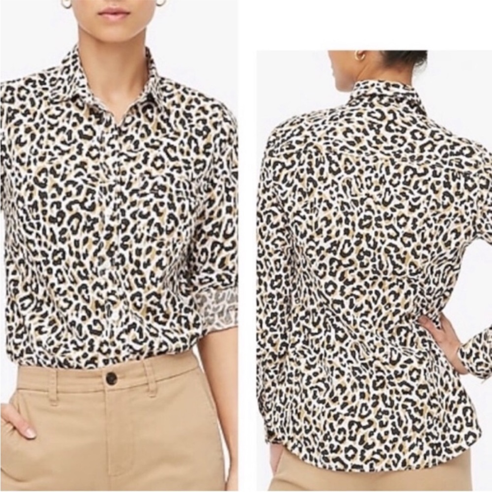 Nwt J. Crew Leopard Print Button Down Top - image 1